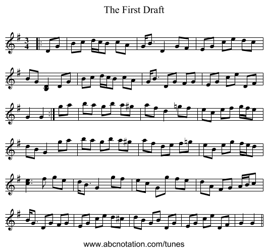 The First Draft - staff notation