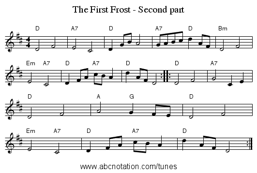 The First Frost - Second part - staff notation