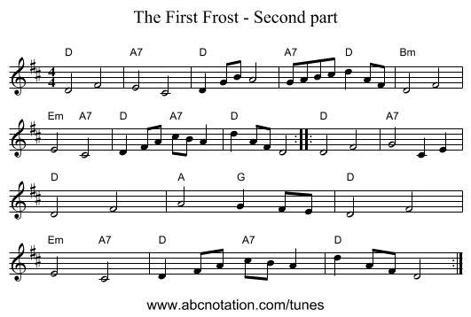 The First Frost - Second part - staff notation