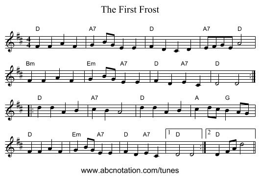 The First Frost - staff notation