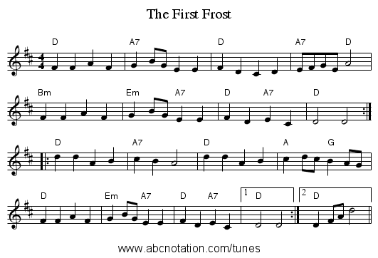 The First Frost - staff notation