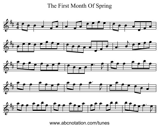 The First Month Of Spring - staff notation