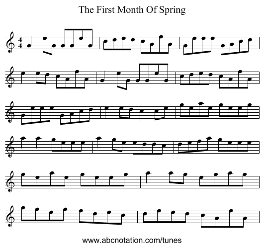 The First Month Of Spring - staff notation