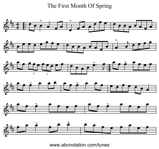 The First Month Of Spring - staff notation