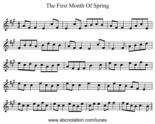 The First Month Of Spring - staff notation
