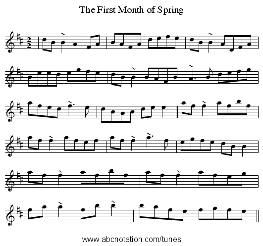The First Month of Spring - staff notation