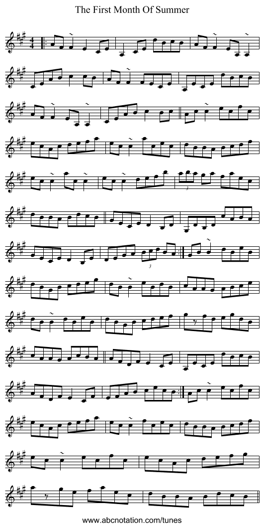 The First Month Of Summer - staff notation