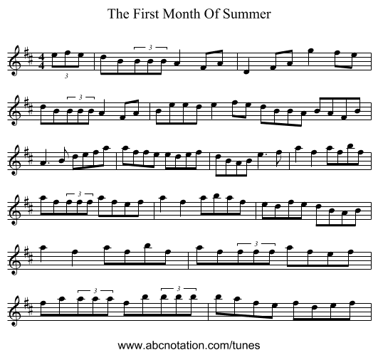 The First Month Of Summer - staff notation