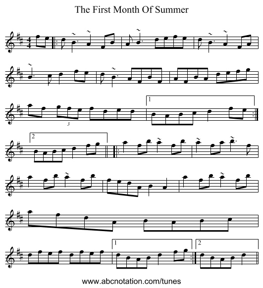 The First Month Of Summer - staff notation