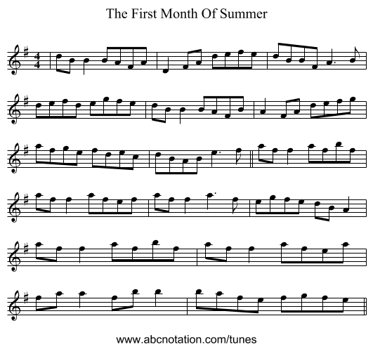 The First Month Of Summer - staff notation