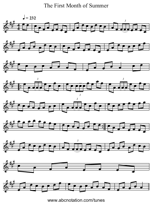 The First Month of Summer - staff notation