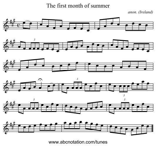 The first month of summer - staff notation
