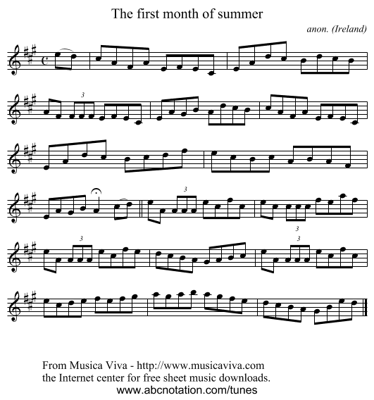 The first month of summer - staff notation