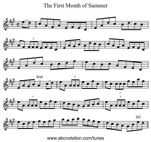 The First Month of Summer - staff notation