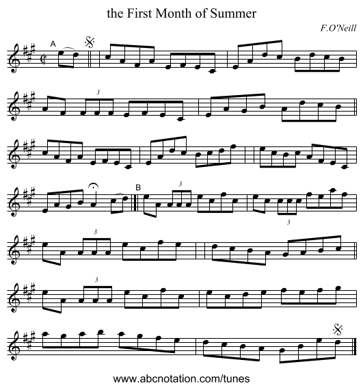 the First Month of Summer - staff notation