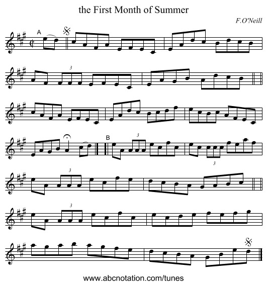 the First Month of Summer - staff notation