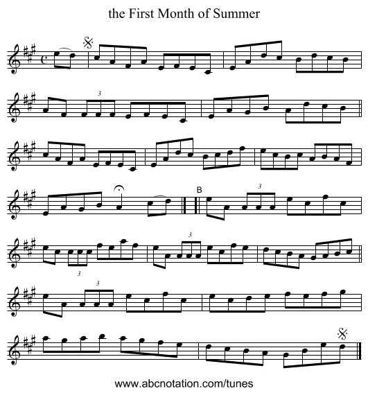 the First Month of Summer - staff notation