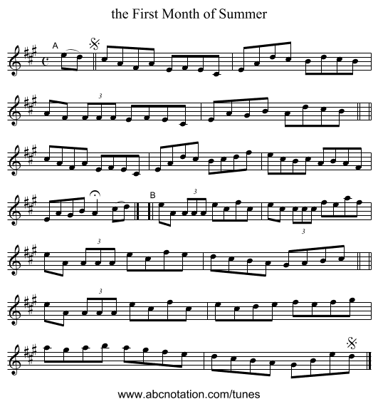 the First Month of Summer - staff notation