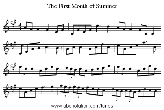 The First Month of Summer - staff notation