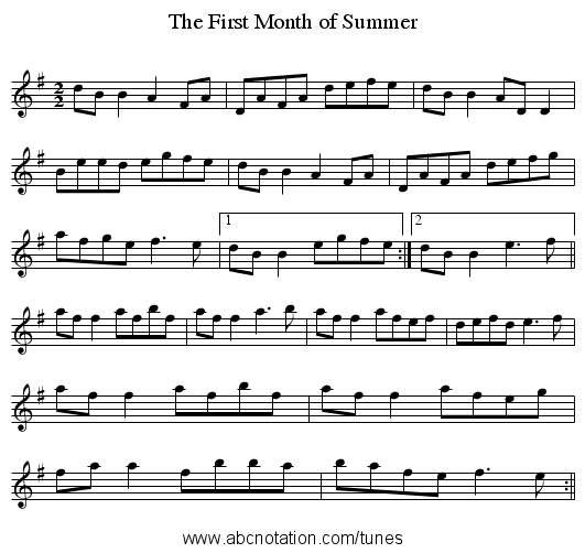The First Month of Summer - staff notation