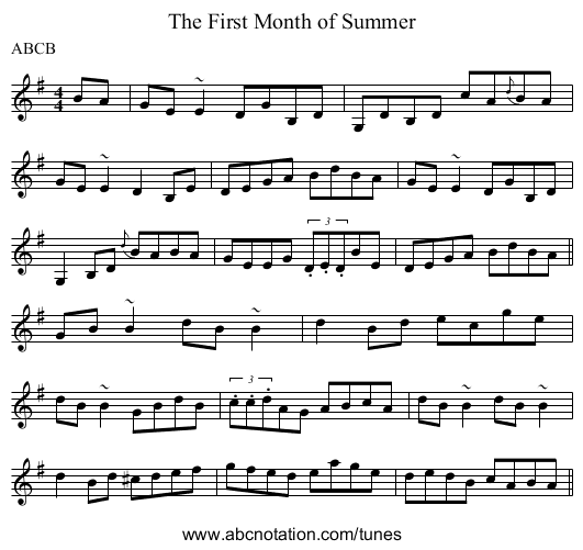 The First Month of Summer - staff notation