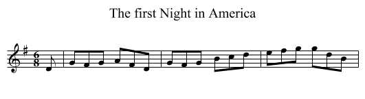 The first Night in America - staff notation