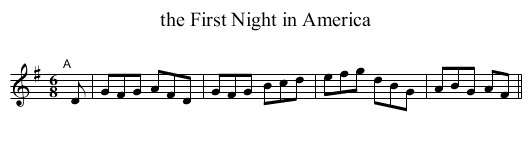 the First Night in America - staff notation