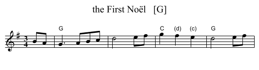 the First No&euml;l   [G] - staff notation