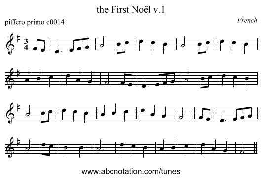 the First No&euml;l v.1 - staff notation