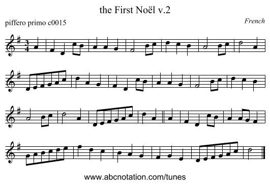 the First No&euml;l v.2 - staff notation