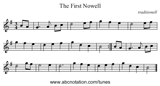 The First Nowell - staff notation