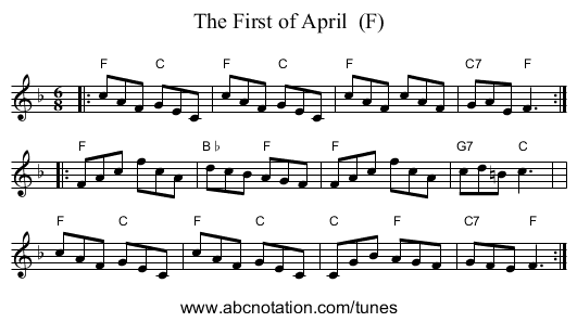 The First of April  (F) - staff notation