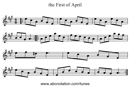 the First of April - staff notation