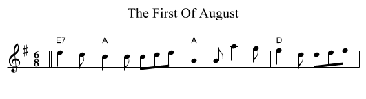 The First Of August - staff notation