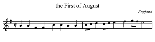 the First of August - staff notation