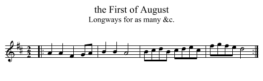 the First of August - staff notation