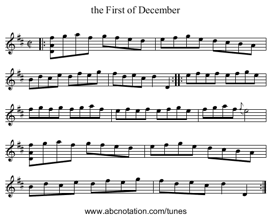 the First of December - staff notation