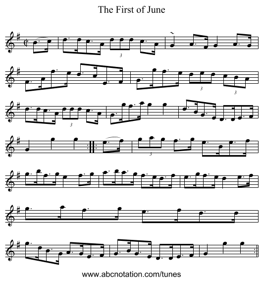 The First of June - staff notation