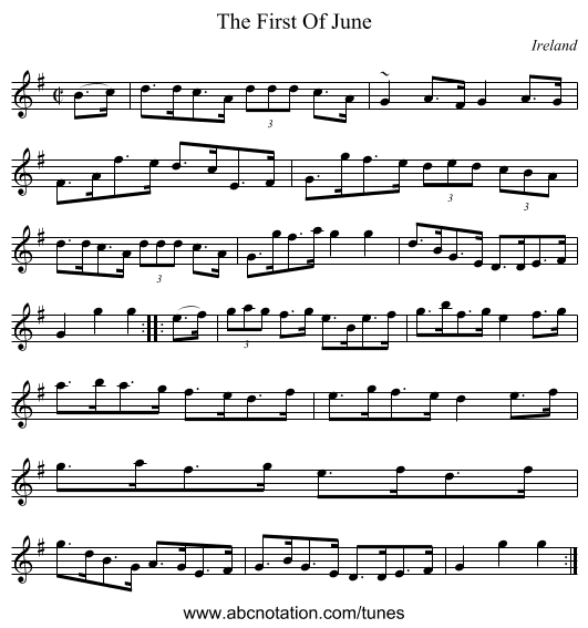 The First Of June - staff notation