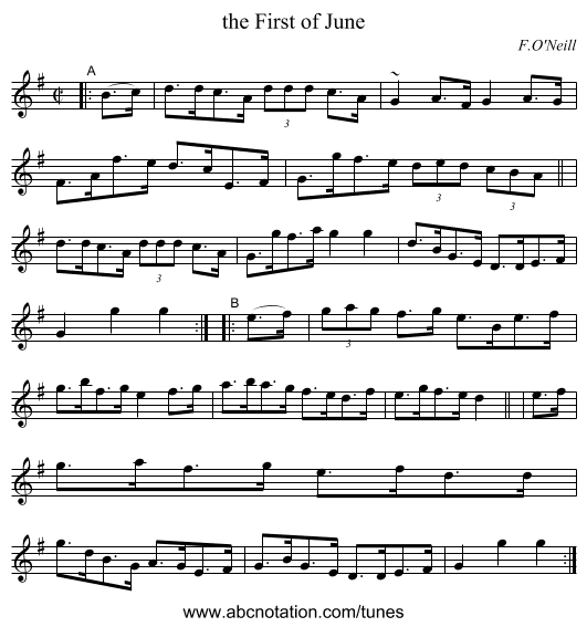 the First of June - staff notation