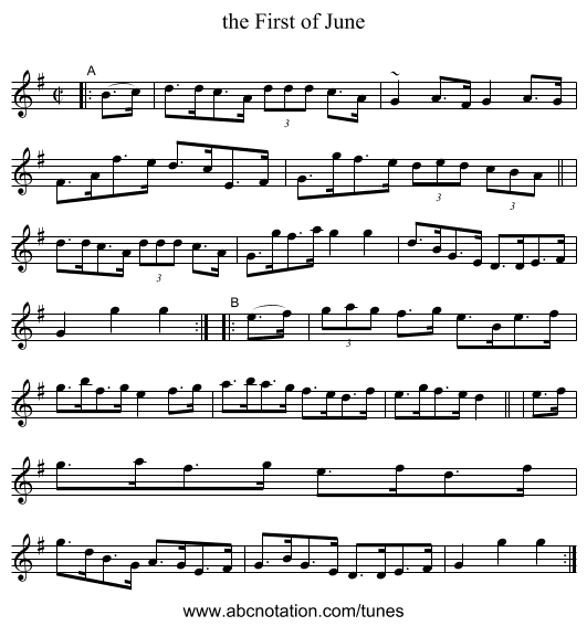 the First of June - staff notation