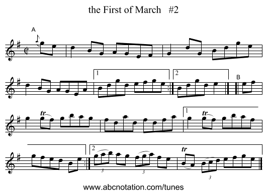 the First of March   #2 - staff notation