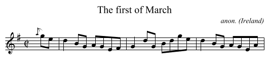 The first of March - staff notation