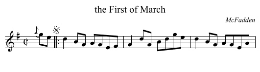 the First of March - staff notation