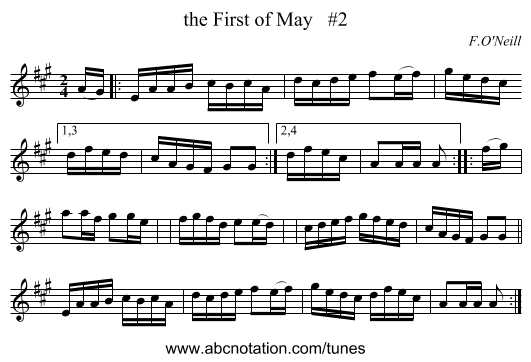 the First of May   #2 - staff notation