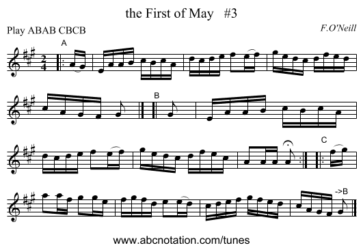 the First of May   #3 - staff notation