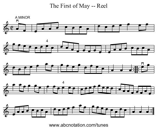 The First of May -- Reel - staff notation