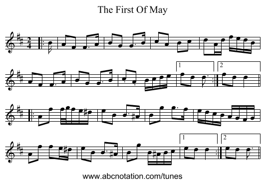 The First Of May - staff notation