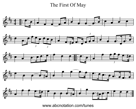 The First Of May - staff notation