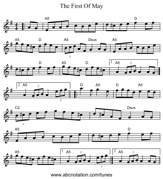 The First Of May - staff notation